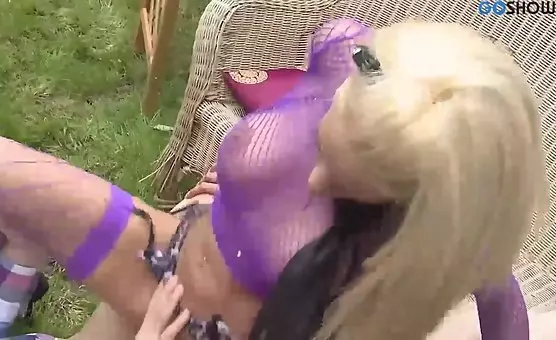 Outdoor Orgy in the Garden Blonde Couple and Friends Enjoy Taboo Pleasures